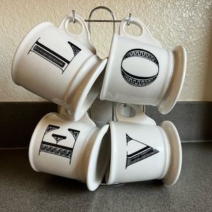 Anthropologie LOVE mug set and holder
